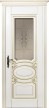 Межкомнатная дверь Оливия 2, 3D фрезеровка патина золото крем, стекло сатинат с фацетом и гравировкой