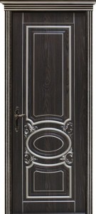 Межкомнатная дверь Оливия 2, 3D фрезеровка патина серебро, орех каналетто