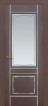 Межкомнатная дверь Геона Мадрид, эмаль коричневый, патина серебро, стекло сатинат гравировка фацет