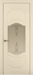 Межкомнатная дверь Геона Марсель, эмаль ваниль, стекло сатинат гравировка