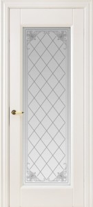 Межкомнатная дверь Геона Олимп, эмаль белая матовая, стекло сатинат гравировка
