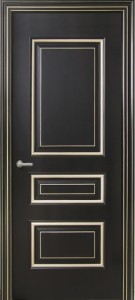 Межкомнатная дверь Геона Прованс, эмаль чёрный янтарь, патина шампань