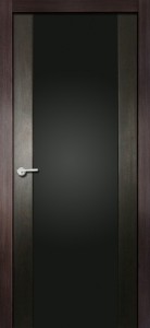 Дверь межкомнатная Орион, экошпон чёрный бархат, стекло триплекс чёрное